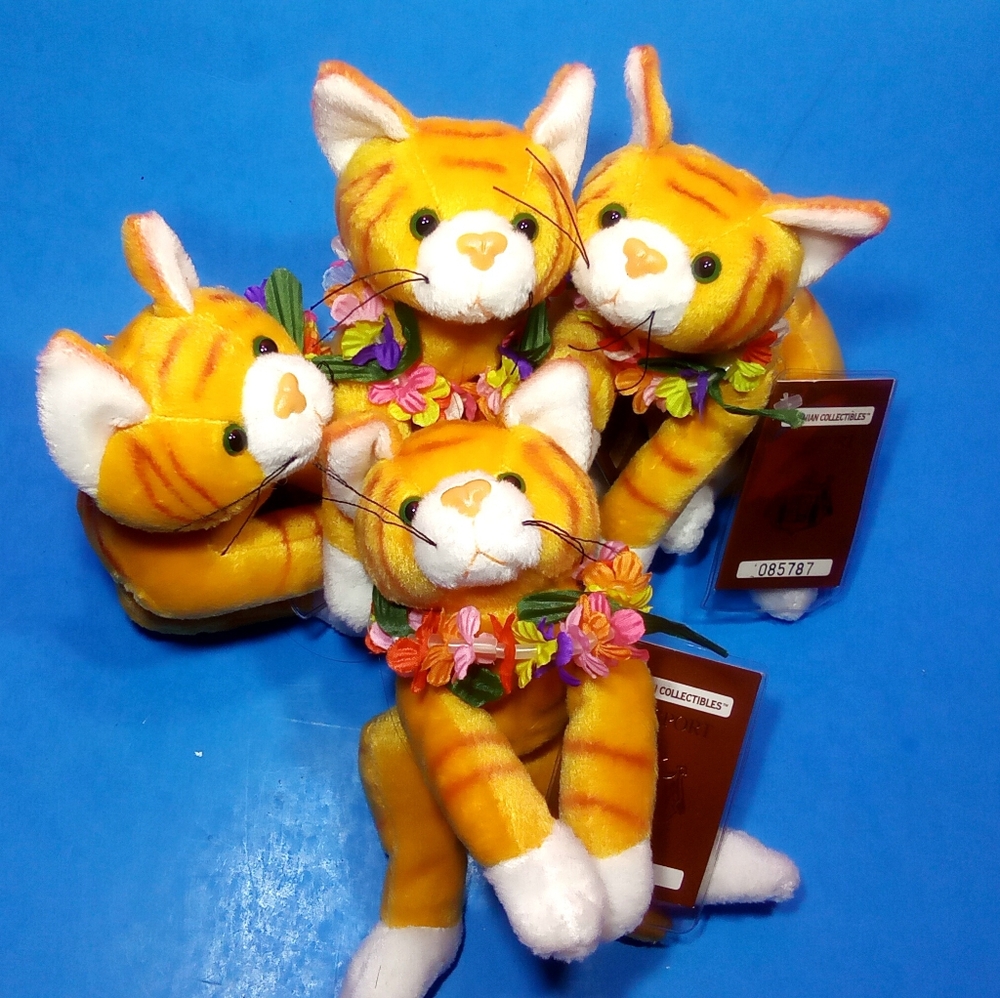 FOUR NEW HAWAII ORANGE TABHY CAT PLUSH TOYS